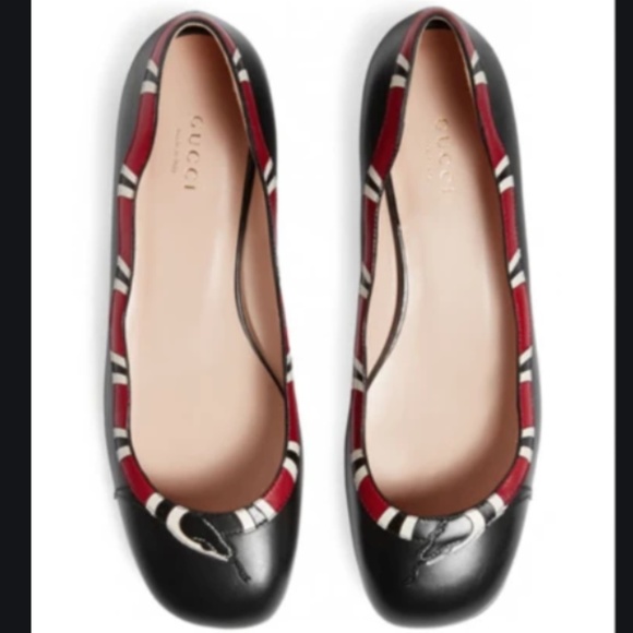 Gucci Shoes - Gucci Yoko Snake-Print Ballet Flat, Black 39.5